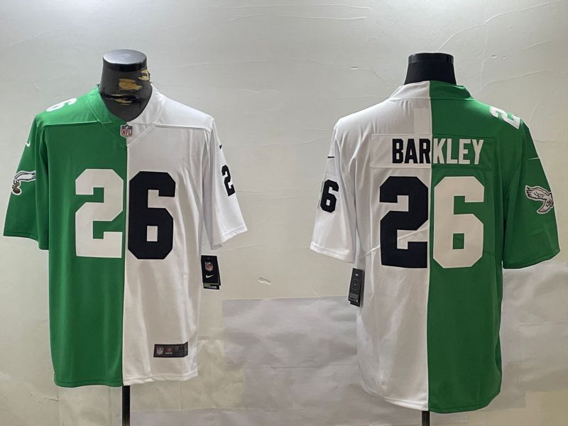 Men Philadelphia Eagles 26 Barkley Green white 2024 Nike Limited NFL Jersey style 2